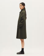 Manteau droit mi-long avec laine - K590 DARK GREEN - 2
