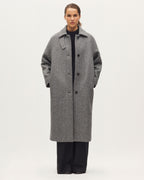 Manteau droit long en laine melangée - K017 TWILL GARDENIA - 1