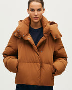 Doudoune courte à capuche amovible - K343 RUBBER BROWN - 1