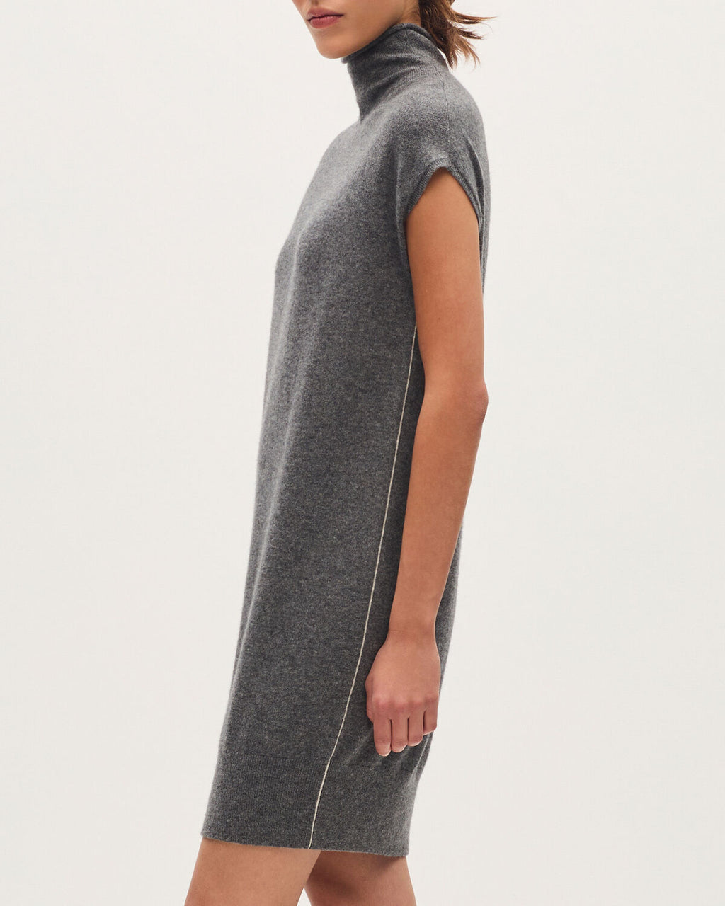 Robe midi sans manches en cachemire - K073 GRAY ST ECRU - 2
