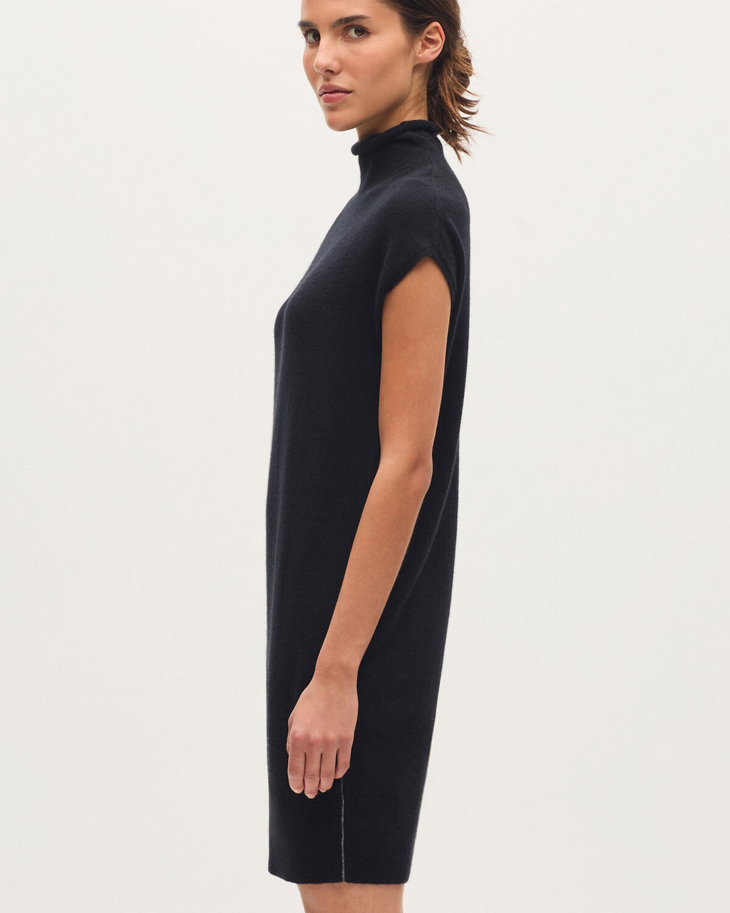 Robe midi sans manches en cachemire - K098 BLACK ST GRAY - 2
