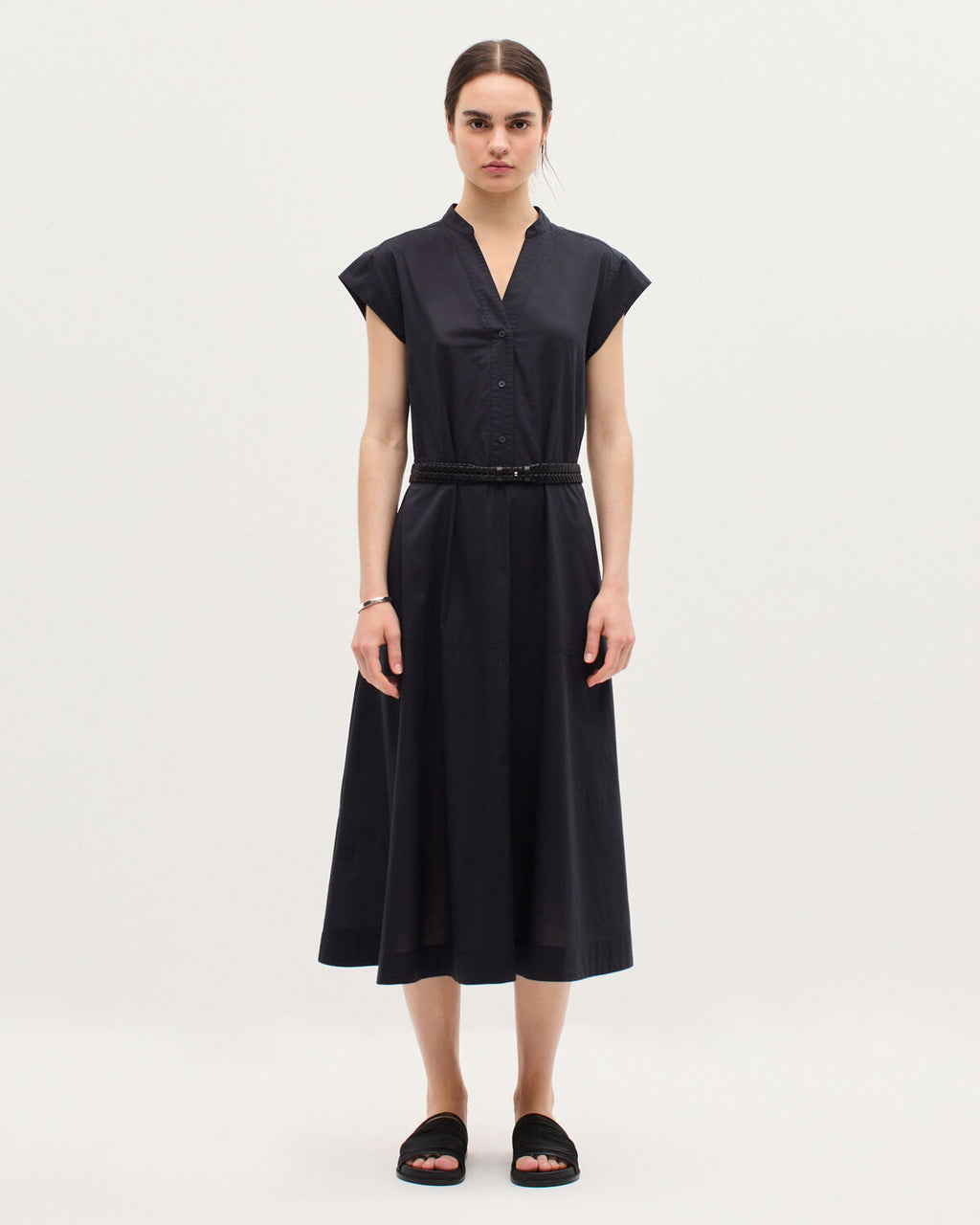 Robe midi en voile de coton - K080 VULCAN GRAY - 1