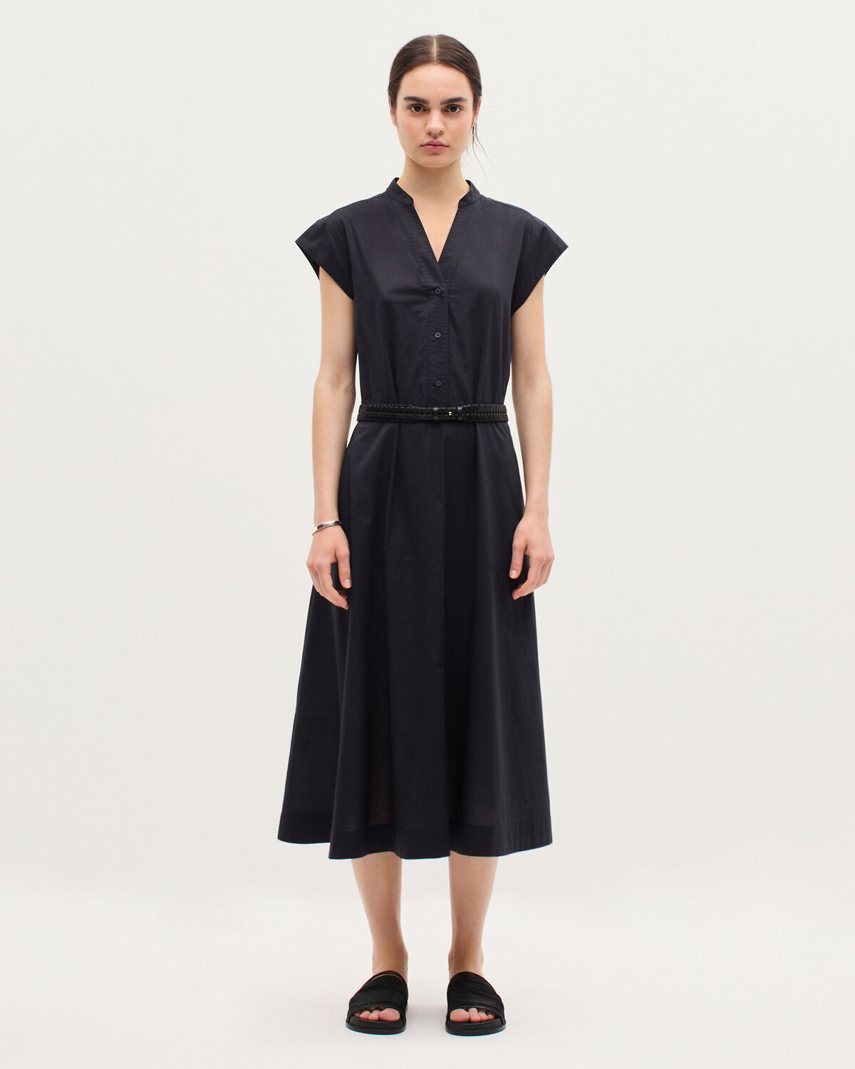 Robe midi en voile de coton - K080 VULCAN GRAY - 1