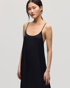 Robe longue nuisette satinée - H091 BLACK BEAUTY - 1