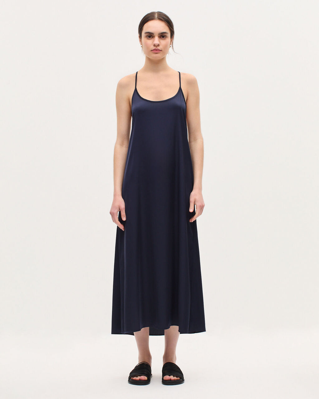 Robe longue nuisette satinée - H695 NIGHT SKY - 1