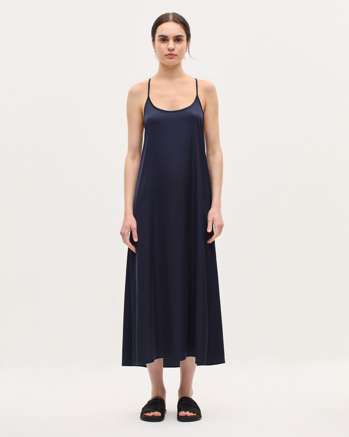 Robe longue nuisette satinée - H695 NIGHT SKY - 1