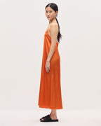 Robe longue nuisette satinée - K240 APRICOT ORANGE - 2