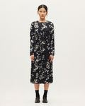 Robe midi satinée - K091 LEAVES BLACK - 1