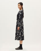 Robe midi satinée - K091 LEAVES BLACK - 2