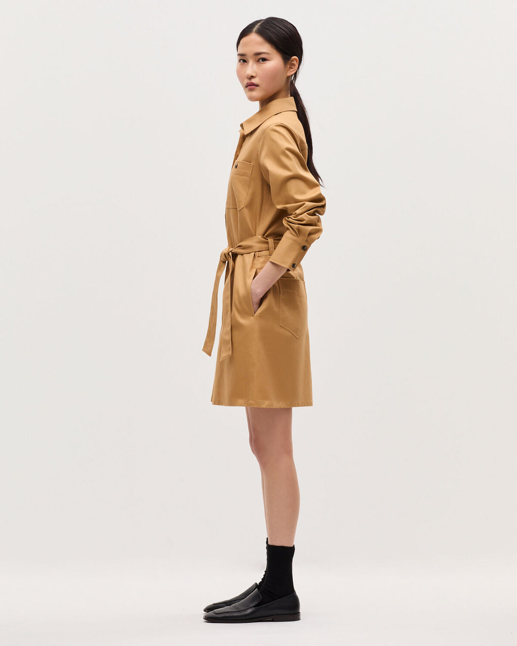 Robe chemise courte workwear - K320 PRAIRIE SAND - 2