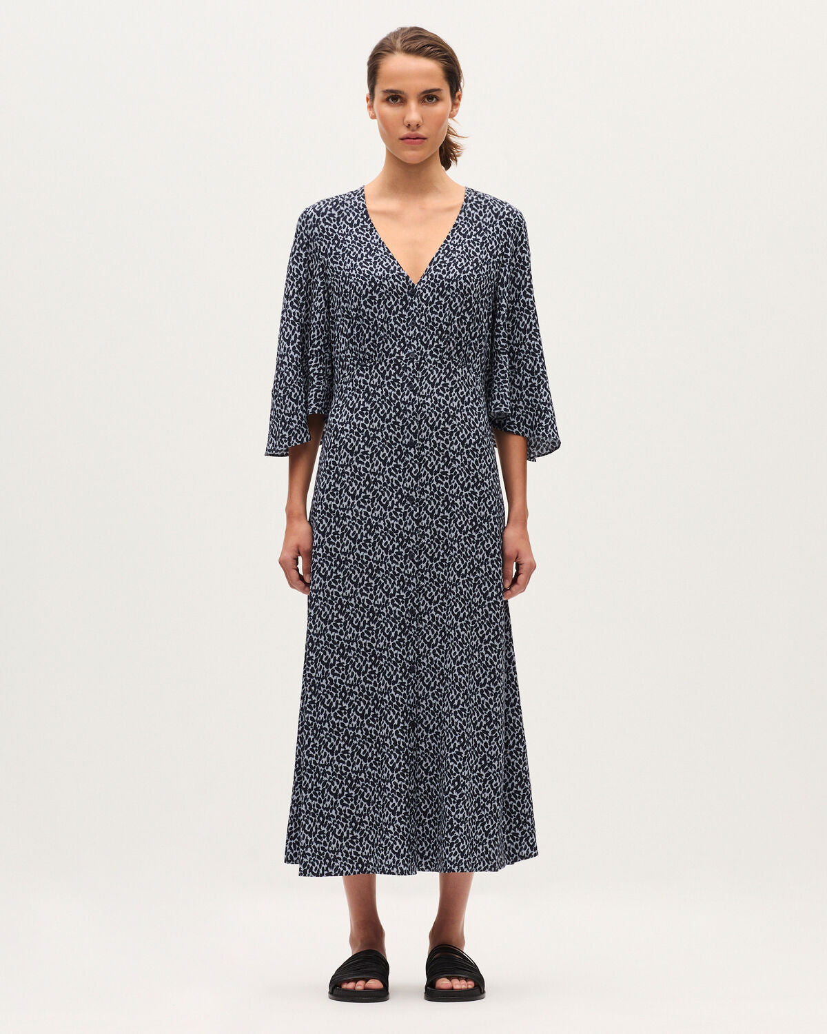 Robe longue fluide - K621 LEO BLUE - 1
