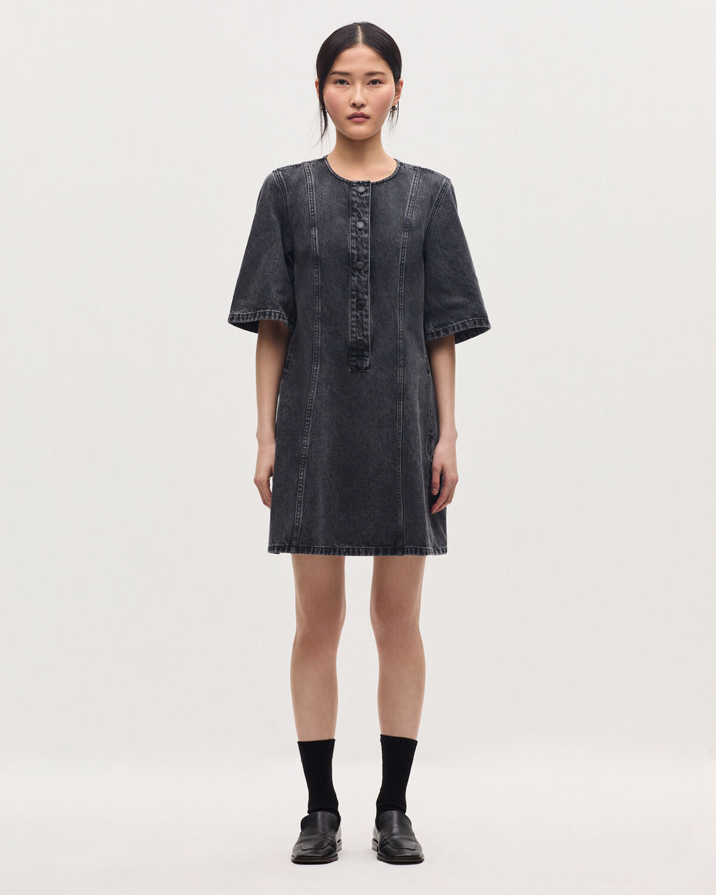 Robe courte en coton - K081 DARK GRAY - 1