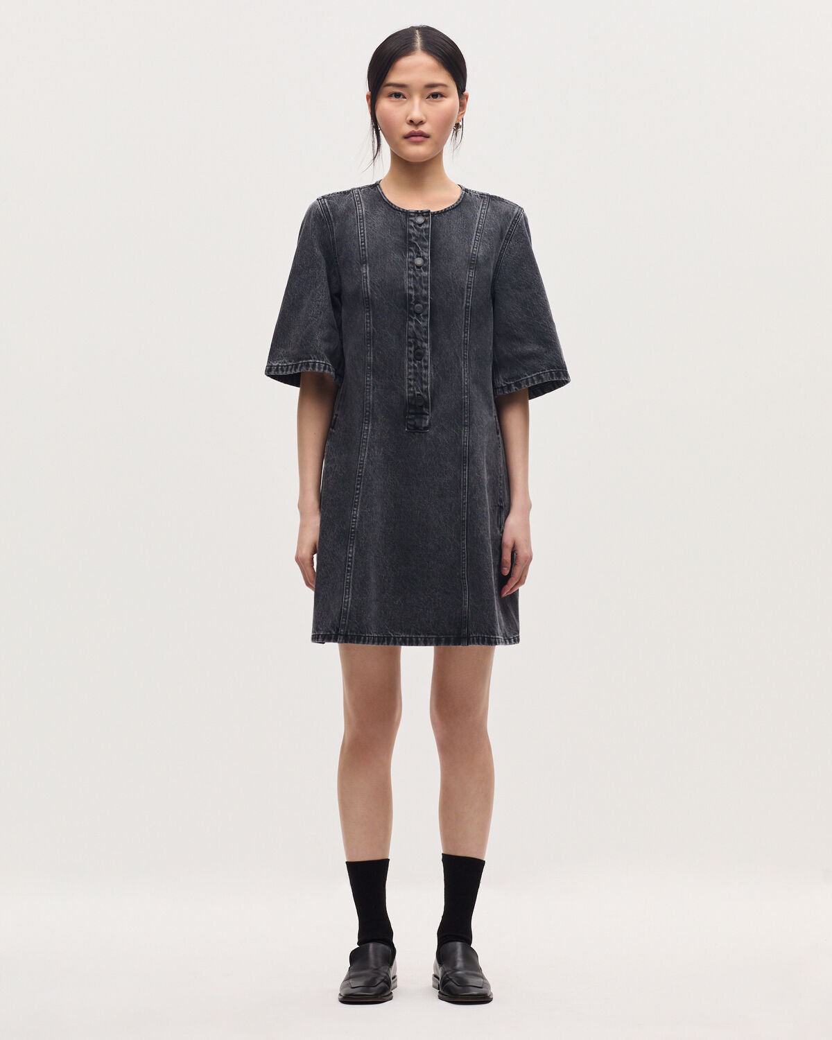 Robe courte en coton - K081 DARK GRAY - 1