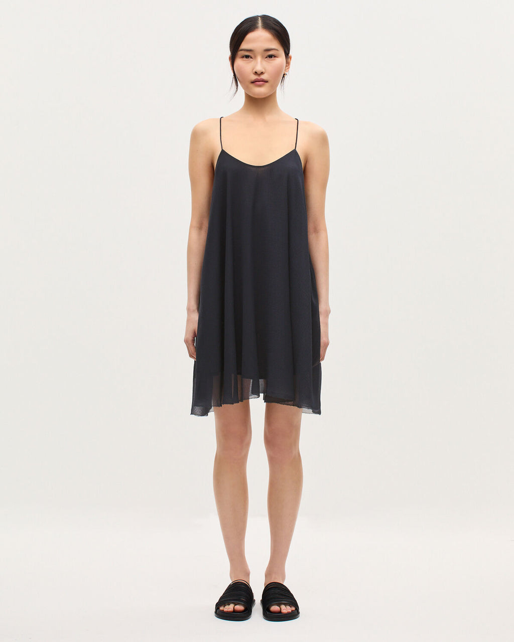 Robe courte en mousseline  - K080 VULCAN GRAY - 1