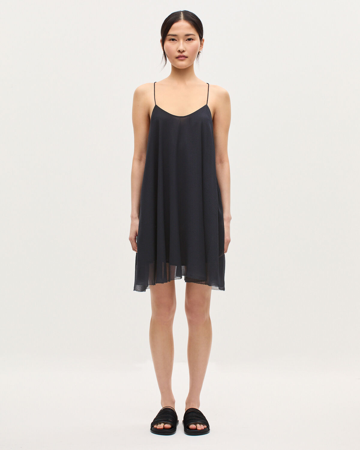 Robe courte en mousseline  - K080 VULCAN GRAY - 1