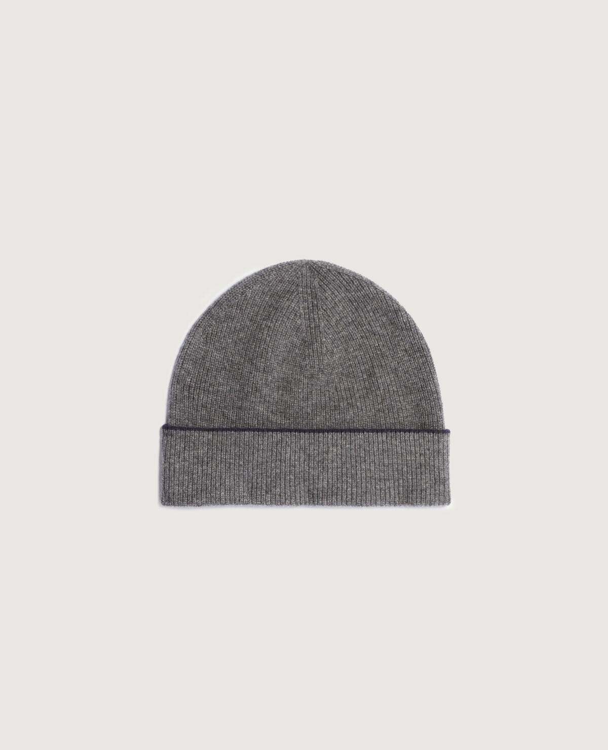 Bonnet en cachemire à revers - K074 GRAY ST NAVY - 1