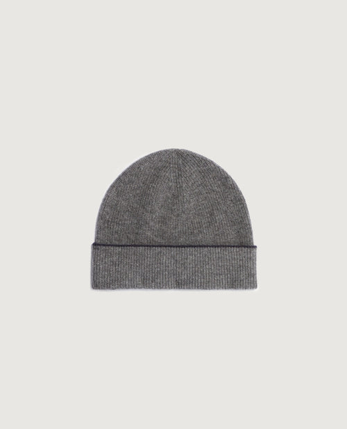 Bonnet en cachemire à revers - K074 GRAY ST NAVY - 1