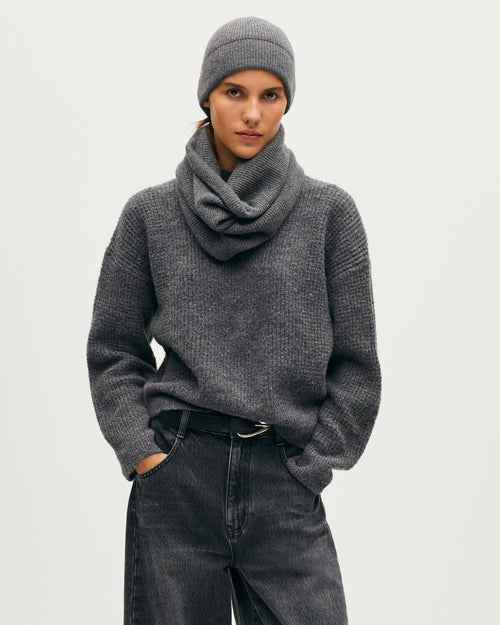 Bonnet en cachemire à revers - K074 GRAY ST NAVY - 2