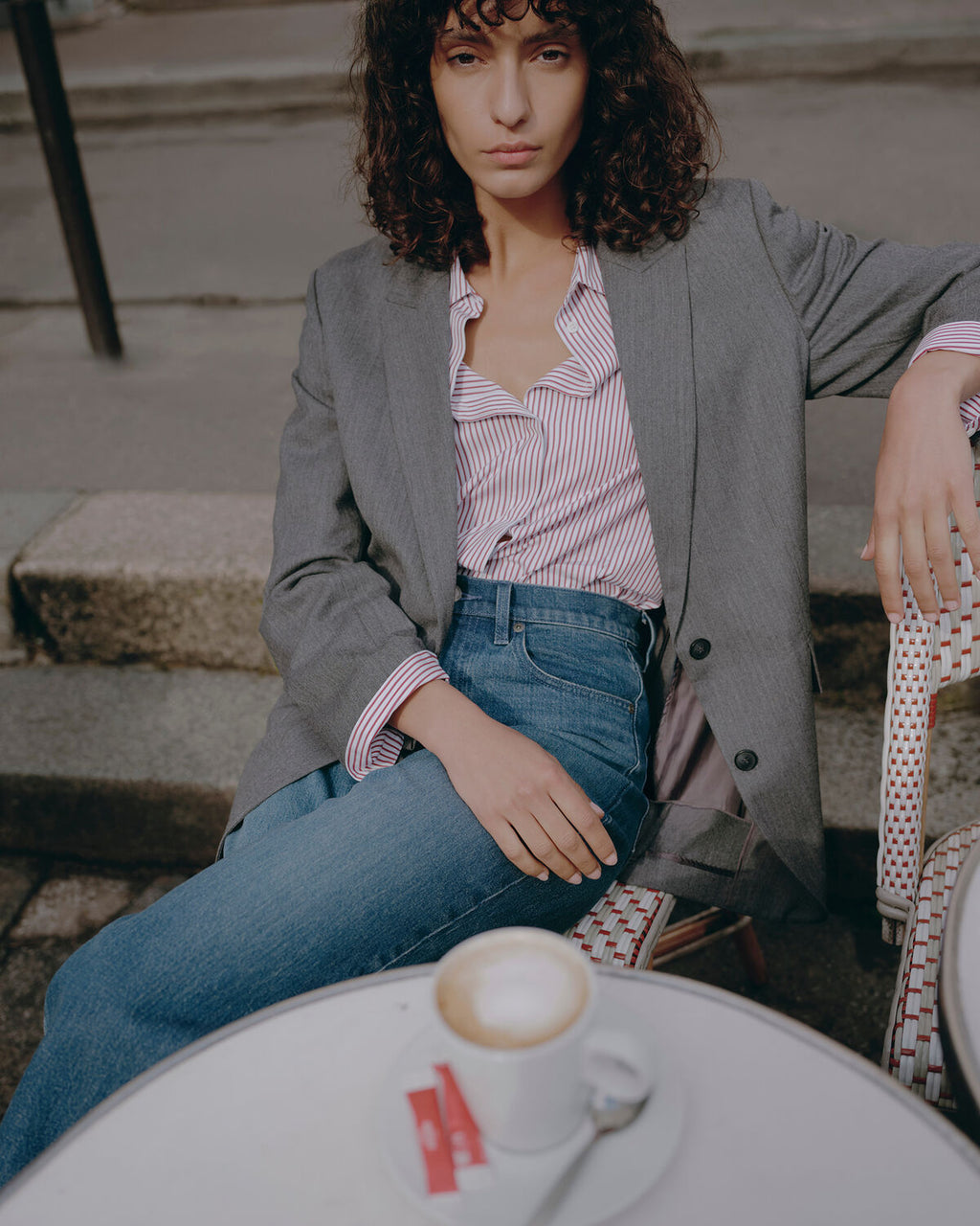 Veste de tailleur en laine - M040 HERRINGBONE GRAY - 1