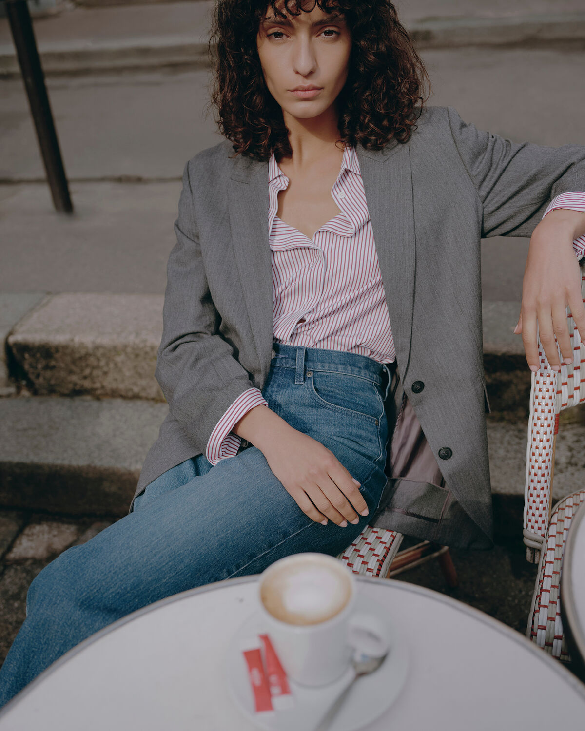 Veste de tailleur en laine - M040 HERRINGBONE GRAY - 1