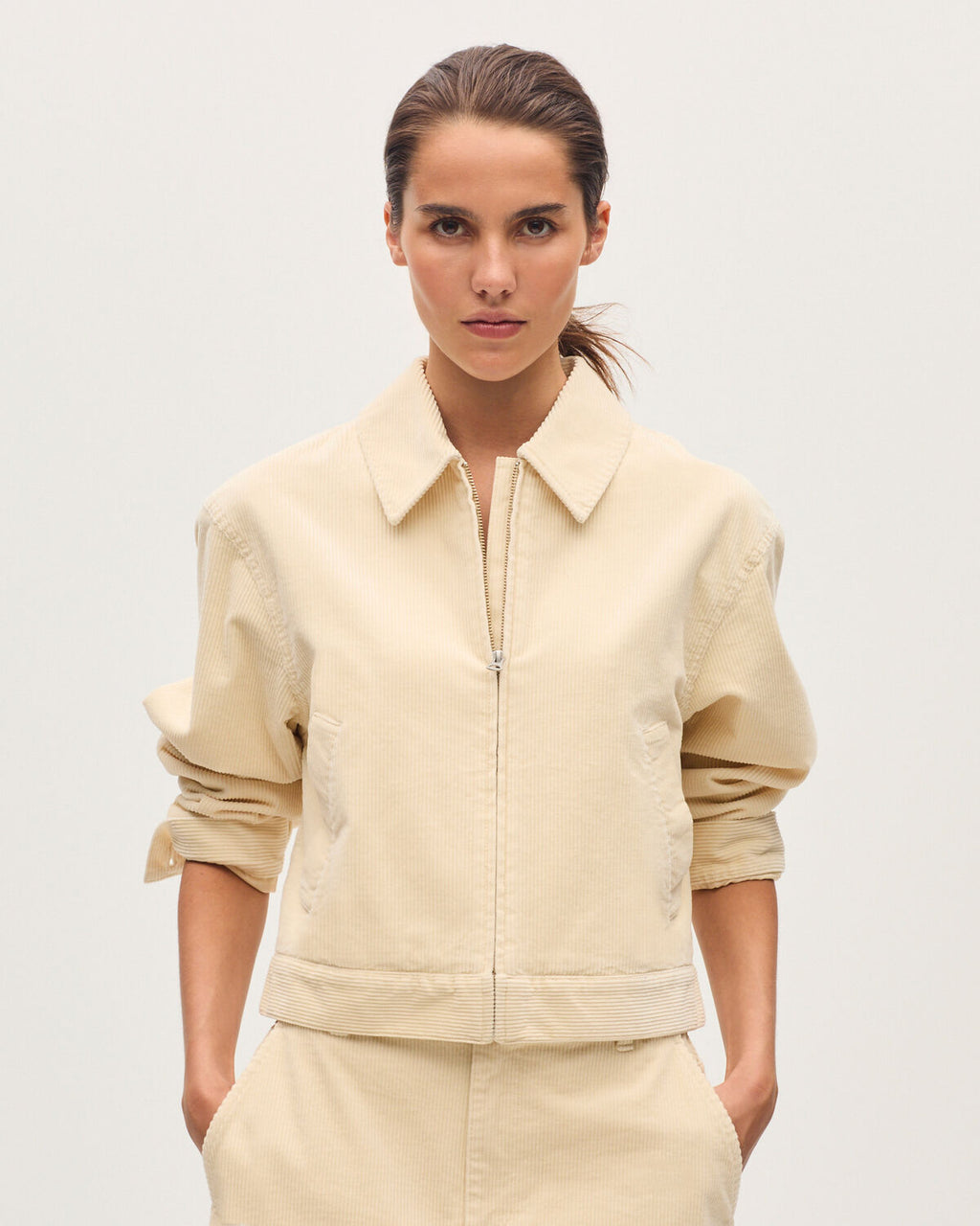 Blouson en velours côtelé - U010 OFF WHITE - 1