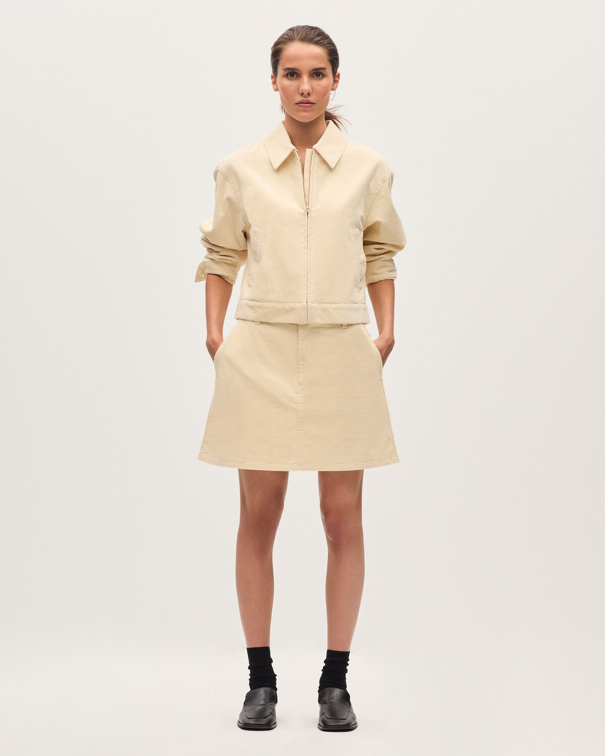 Blouson en velours côtelé - U010 OFF WHITE - 2