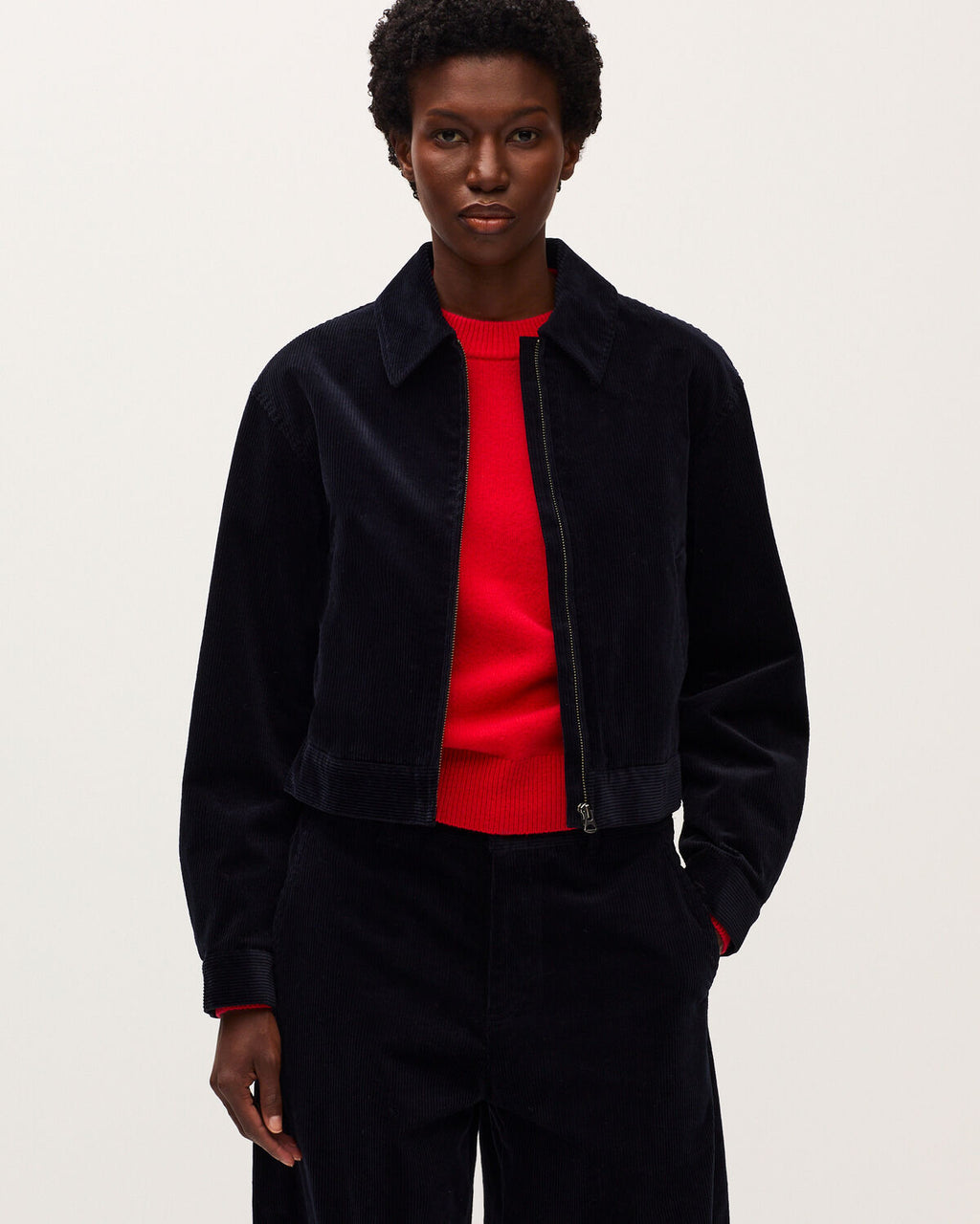 Blouson en velours côtelé - U690 NAVY - 1