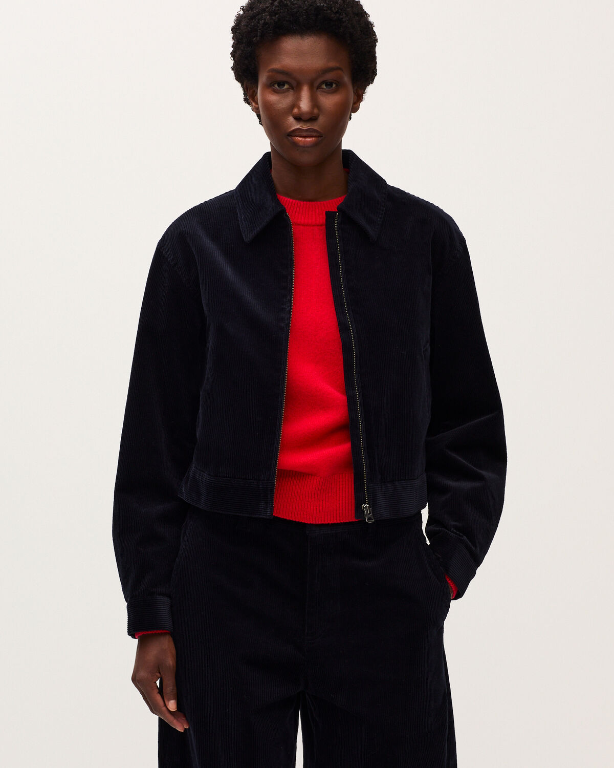 Blouson en velours côtelé - U690 NAVY - 1