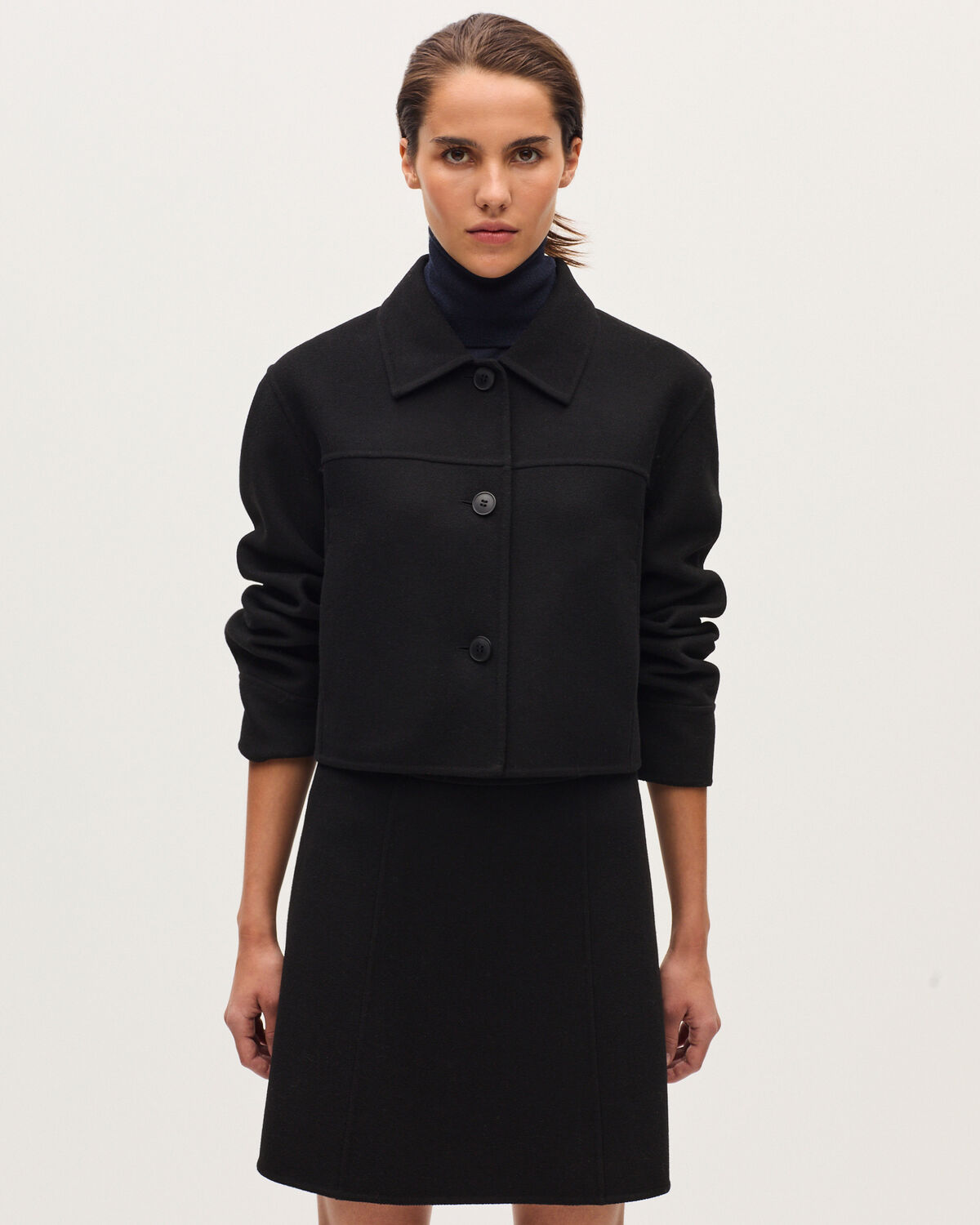 Blouson court double face avec laine - H091 BLACK BEAUTY - 1