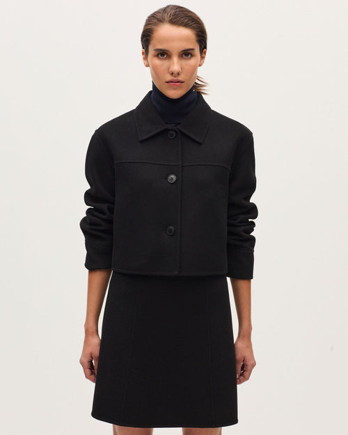 Blouson court double face avec laine - H091 BLACK BEAUTY - 1