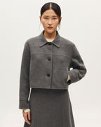 Blouson court double face avec laine - K070 MEL GRAY - 1