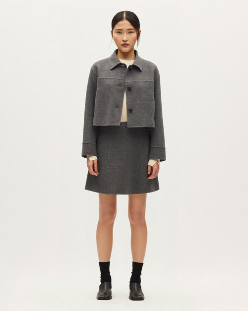 Blouson court double face avec laine - K070 MEL GRAY - 2