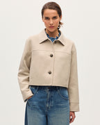 Blouson court double face avec laine - K301 LIGHT BEIGE - 1