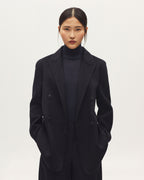 Veste mi-longue croisée avec laine - H695 NIGHT SKY - 2