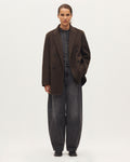 Veste mi-longue croisée avec laine - K381 TWILL BROWN - 1