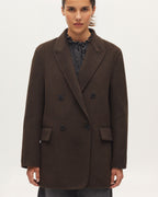 Veste mi-longue croisée avec laine - K381 TWILL BROWN - 2