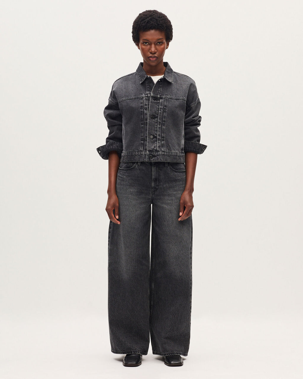 Veste courte en coton - K081 DARK GRAY - 2