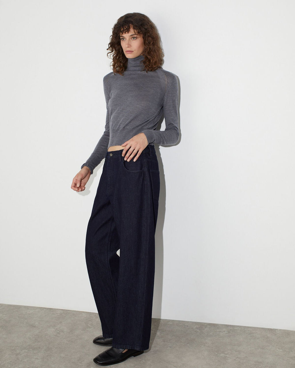 Pull col roulé en laine mérinos et soie - M071 GRIS TAUPE - 2
