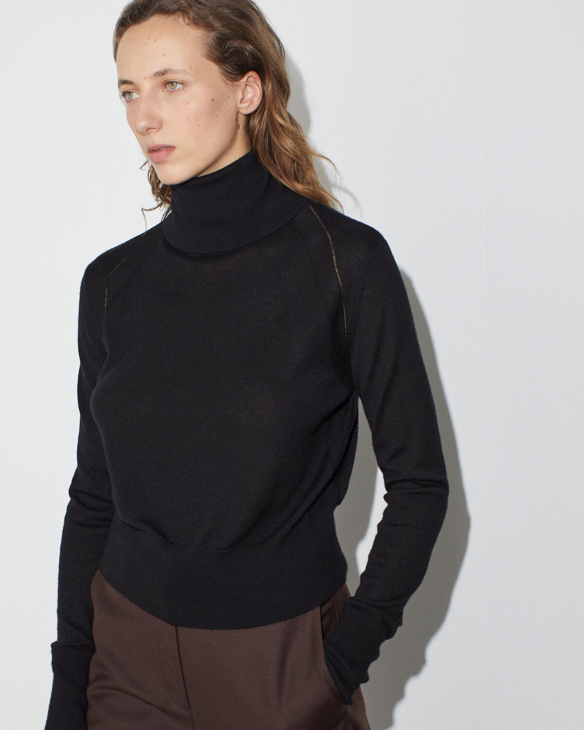 Pull col roulé en laine mérinos et soie - M092 NOIR - 2