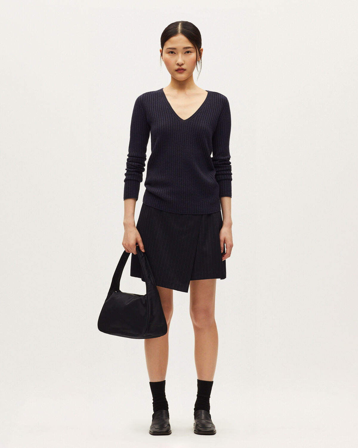 Pull col V en laine mérinos - H695 NIGHT SKY - 2