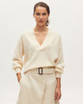 Pull col V en cachemire - K300 ECRU BEIGE - 1