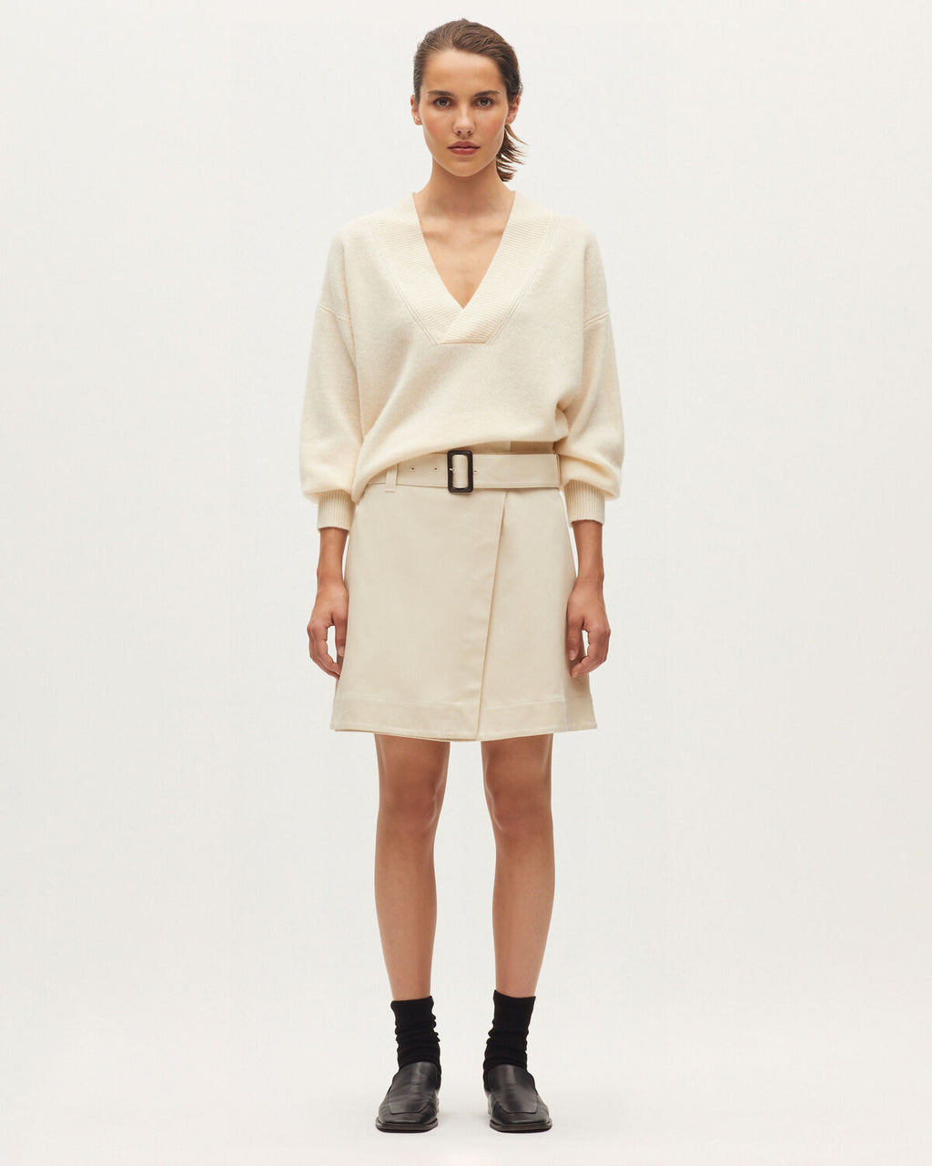 Pull col V en cachemire - K300 ECRU BEIGE - 2