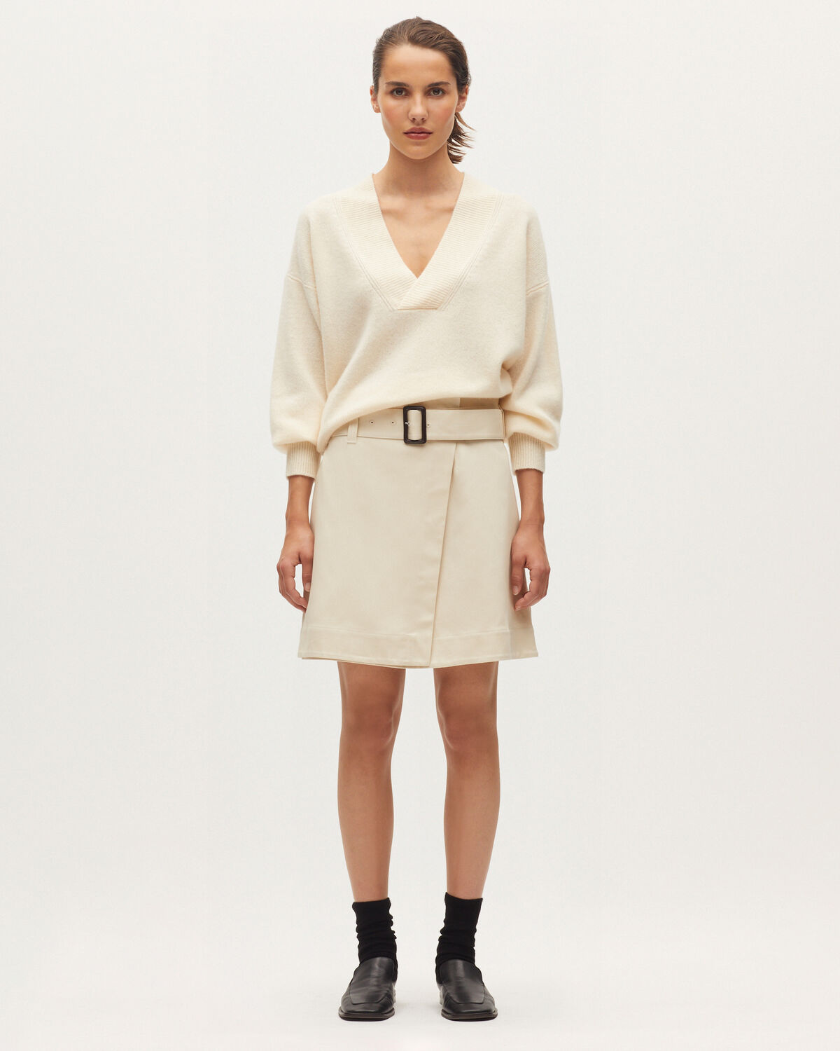 Pull col V en cachemire - K300 ECRU BEIGE - 2
