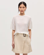 Pull en laine mérinos et soie - H013 GARDENIA - 1