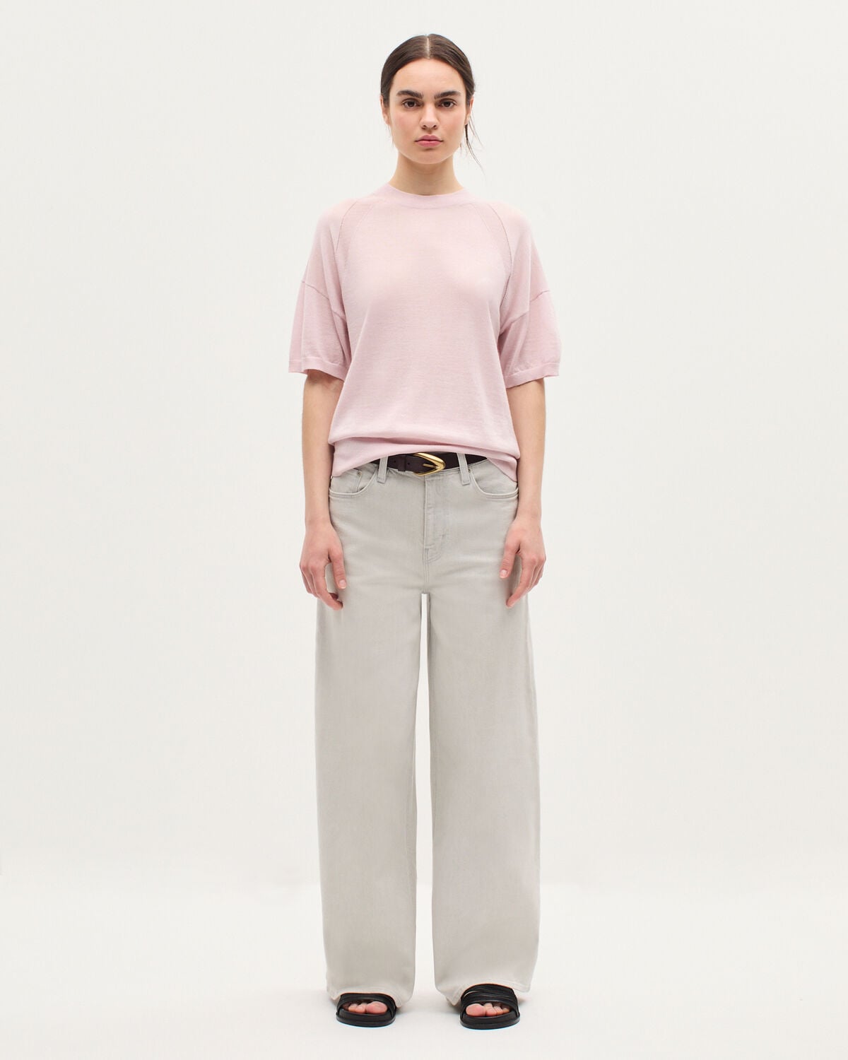 Pull en laine mérinos et soie - K100 BLOOM PINK - 2