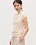 Pull sans manches en cachemire  - K011 ECRU ST GRAY - 1