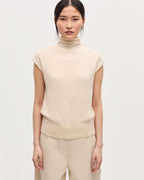 Pull sans manches en cachemire  - K011 ECRU ST GRAY - 2