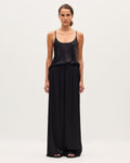 Pantalon large fluide satiné - H091 BLACK BEAUTY - 1