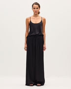 Pantalon large fluide satiné - H091 BLACK BEAUTY - 1