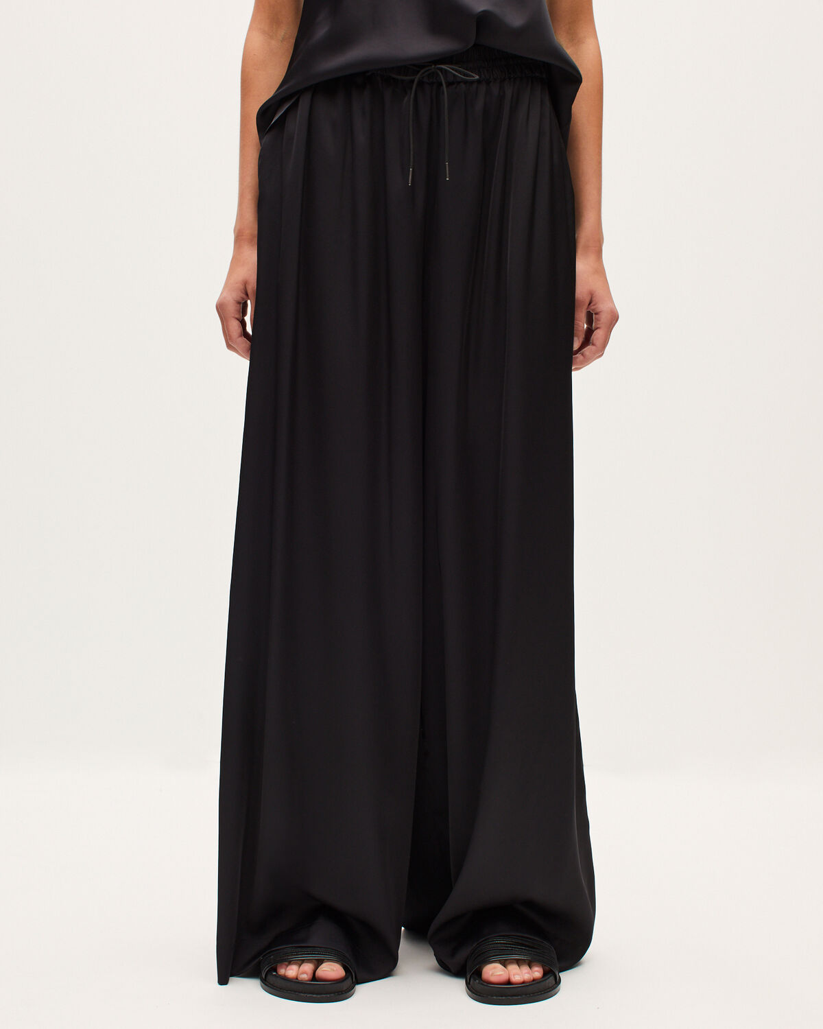 Pantalon large fluide satiné - H091 BLACK BEAUTY - 2